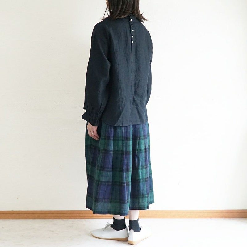 Branch m‘.,ブランチエム,ナチュラル,30代,40代,50代,60代,リネン,ゆったり,blouse,ブラウス,リネンブラウス,フリルブラウス,チェックブラウス,