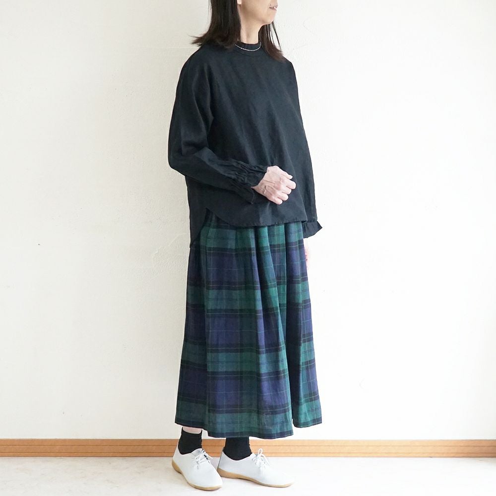 Branch m‘.,ブランチエム,ナチュラル,30代,40代,50代,60代,リネン,ゆったり,blouse,ブラウス,リネンブラウス,フリルブラウス,チェックブラウス,