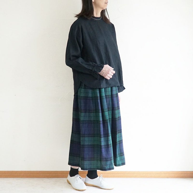 Branch m‘.,ブランチエム,ナチュラル,30代,40代,50代,60代,リネン,ゆったり,blouse,ブラウス,リネンブラウス,フリルブラウス,チェックブラウス,