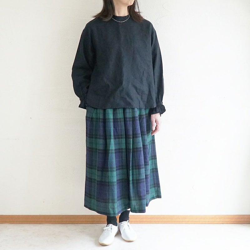 Branch m‘.,ブランチエム,ナチュラル,30代,40代,50代,60代,リネン,ゆったり,blouse,ブラウス,リネンブラウス,フリルブラウス,チェックブラウス,