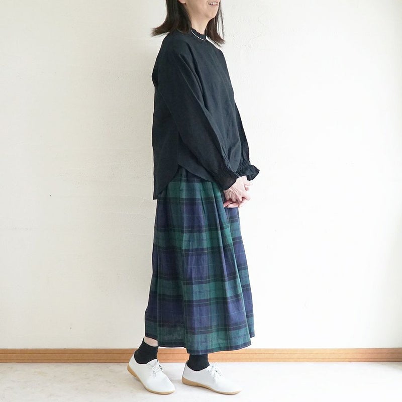 Branch m‘.,ブランチエム,ナチュラル,30代,40代,50代,60代,リネン,ゆったり,blouse,ブラウス,リネンブラウス,フリルブラウス,チェックブラウス,