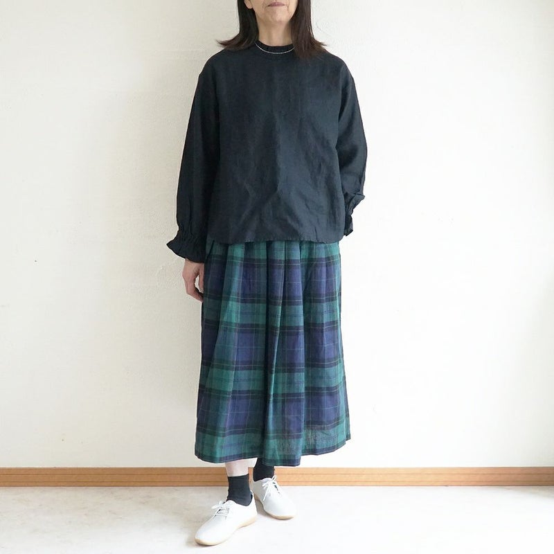 Branch m‘.,ブランチエム,ナチュラル,30代,40代,50代,60代,リネン,ゆったり,blouse,ブラウス,リネンブラウス,フリルブラウス,チェックブラウス,