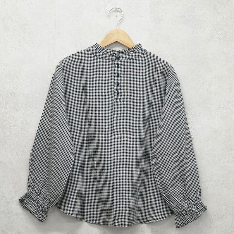 Branch m‘.,ブランチエム,ナチュラル,30代,40代,50代,60代,リネン,ゆったり,blouse,ブラウス,リネンブラウス,フリルブラウス,チェックブラウス,