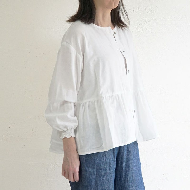 Branch m‘.,ブランチエム,ナチュラル,30代,40代,50代,60代,コットン,ゆったり,blouse,ブラウス,ガーゼ,ダブルガーゼ,コットンブラウス,ギャザーブラウス,