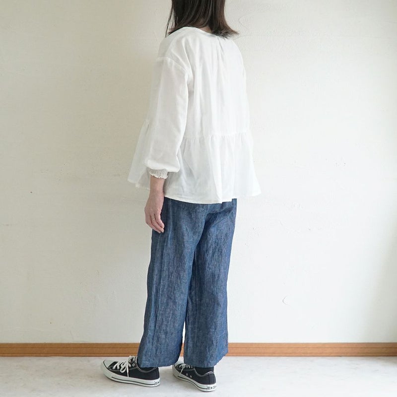 Branch m‘.,ブランチエム,ナチュラル,30代,40代,50代,60代,コットン,ゆったり,blouse,ブラウス,ガーゼ,ダブルガーゼ,コットンブラウス,ギャザーブラウス,