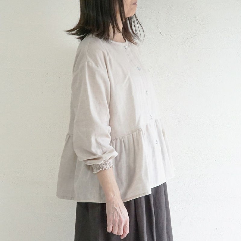 Branch m‘.,ブランチエム,ナチュラル,30代,40代,50代,60代,コットン,ゆったり,blouse,ブラウス,ガーゼ,ダブルガーゼ,コットンブラウス,ギャザーブラウス,