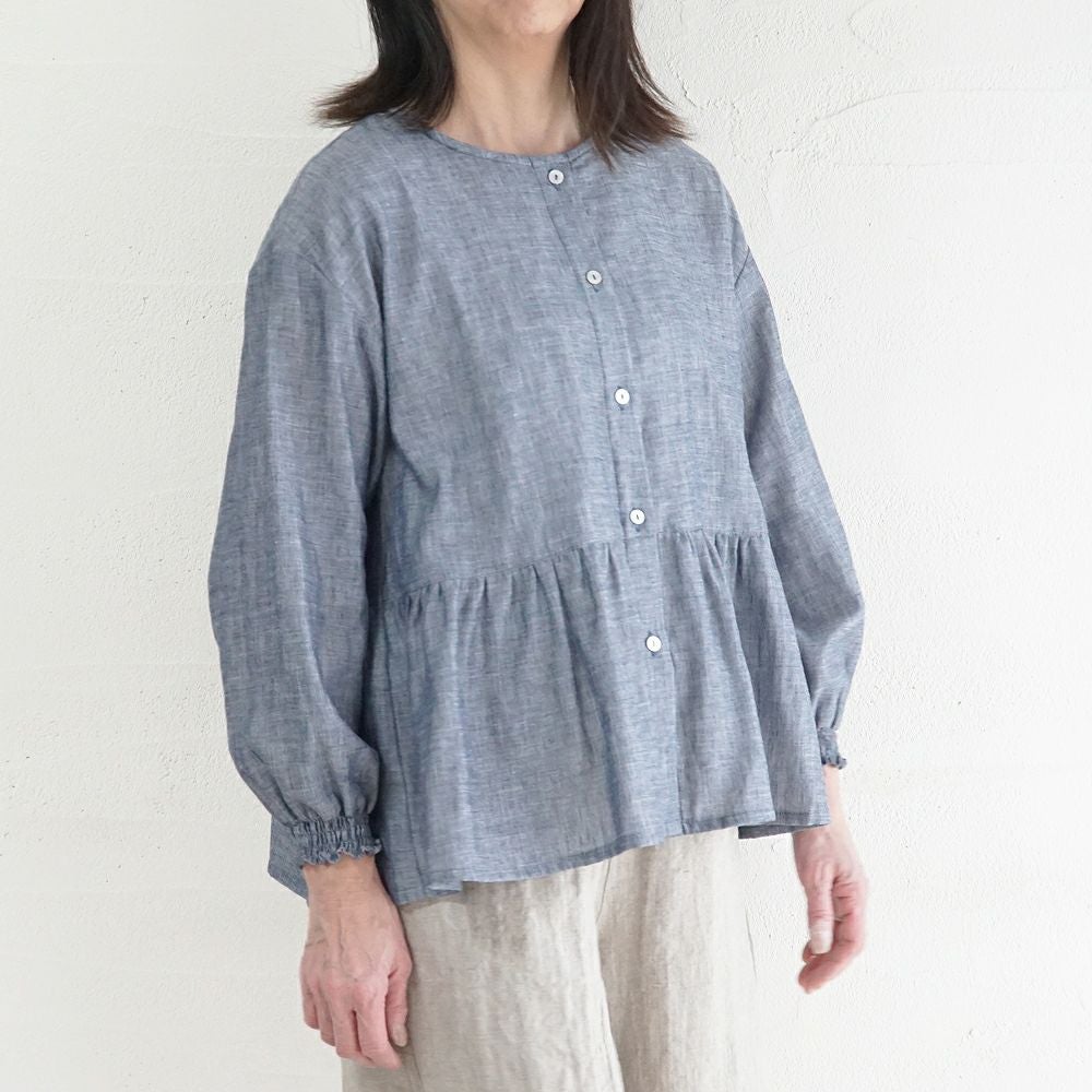 Branch m‘.,ブランチエム,ナチュラル,30代,40代,50代,60代,コットン,ゆったり,blouse,ブラウス,ガーゼ,ダブルガーゼ,コットンブラウス,ギャザーブラウス,