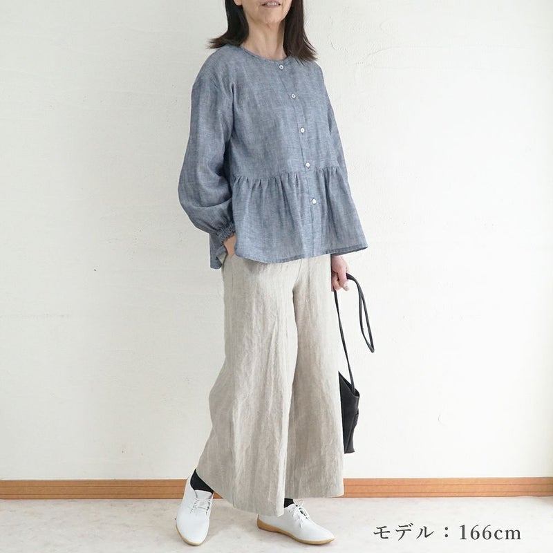 Branch m‘.,ブランチエム,ナチュラル,30代,40代,50代,60代,コットン,ゆったり,blouse,ブラウス,ガーゼ,ダブルガーゼ,コットンブラウス,ギャザーブラウス,