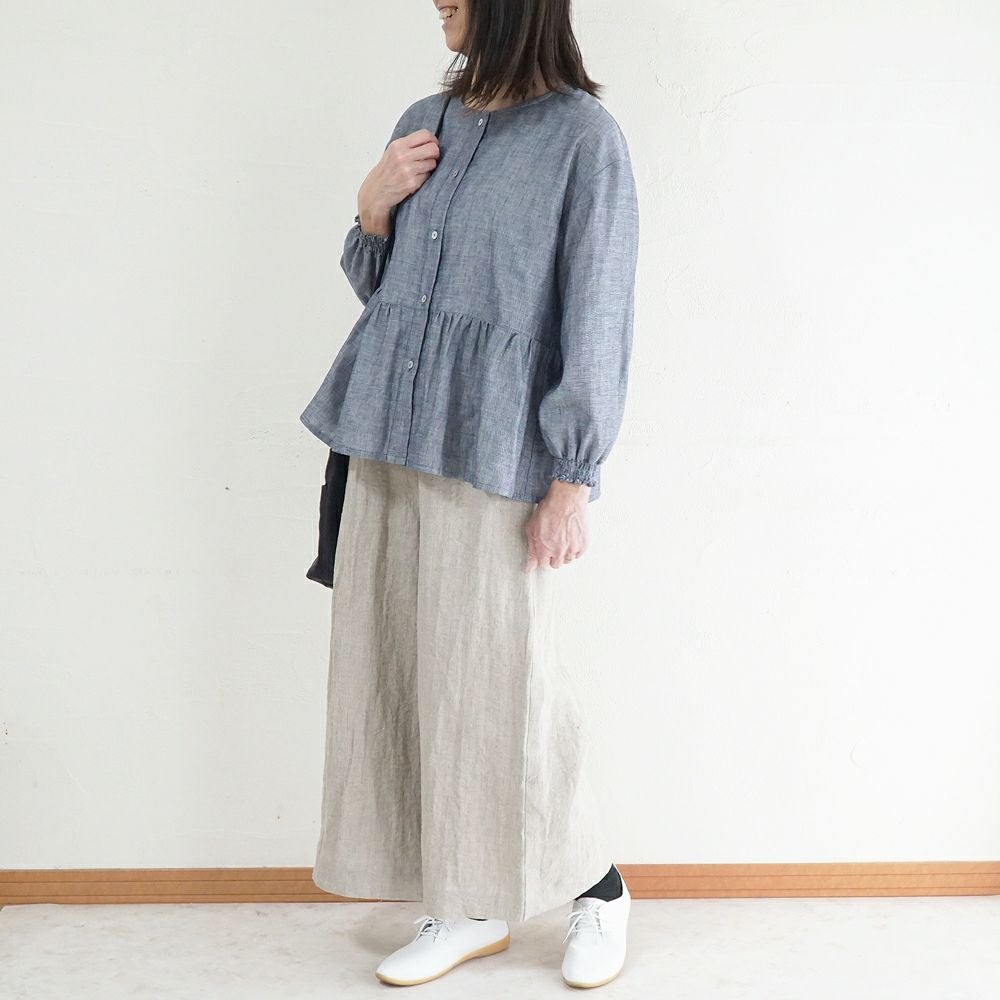 Branch m‘.,ブランチエム,ナチュラル,30代,40代,50代,60代,コットン,ゆったり,blouse,ブラウス,ガーゼ,ダブルガーゼ,コットンブラウス,ギャザーブラウス,