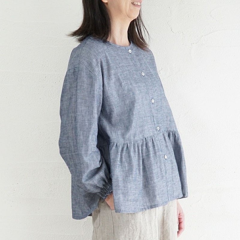 Branch m‘.,ブランチエム,ナチュラル,30代,40代,50代,60代,コットン,ゆったり,blouse,ブラウス,ガーゼ,ダブルガーゼ,コットンブラウス,ギャザーブラウス,