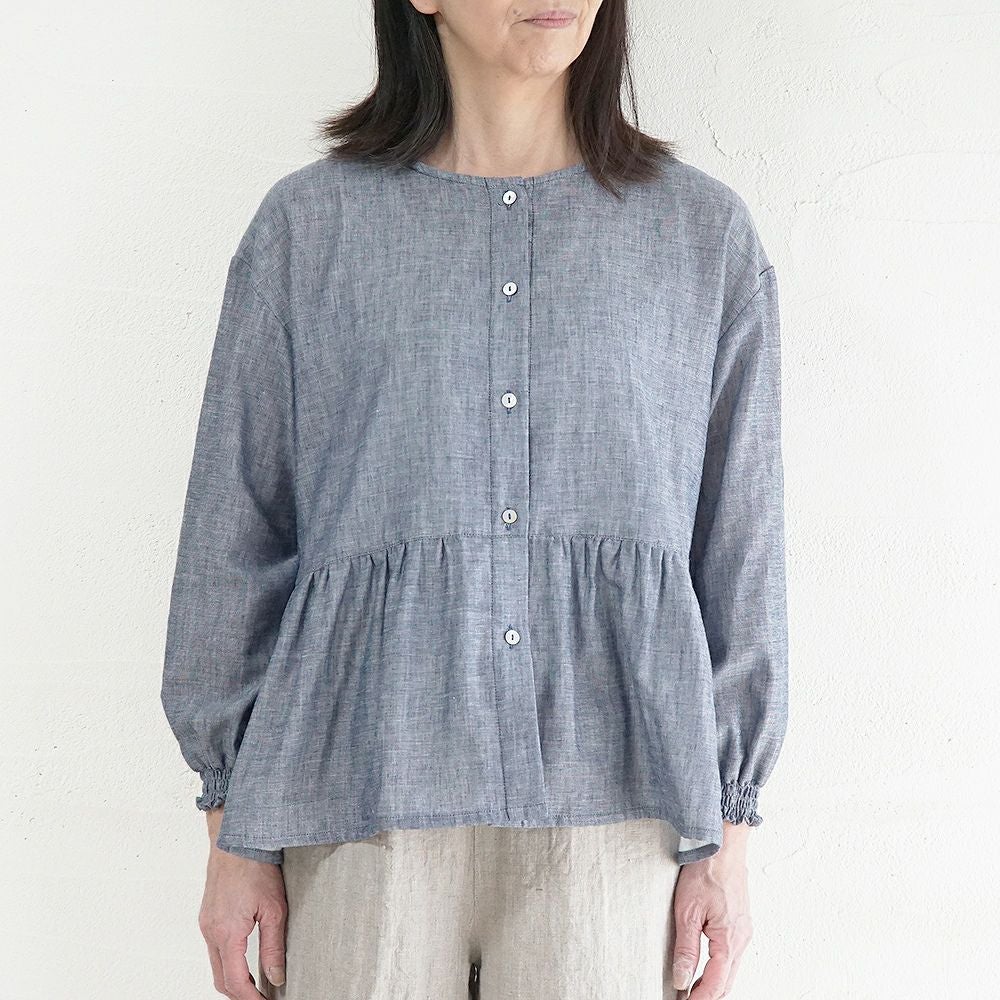 Branch m‘.,ブランチエム,ナチュラル,30代,40代,50代,60代,コットン,ゆったり,blouse,ブラウス,ガーゼ,ダブルガーゼ,コットンブラウス,ギャザーブラウス,