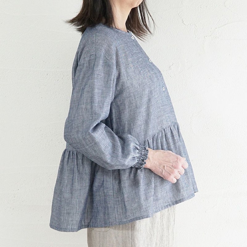 Branch m‘.,ブランチエム,ナチュラル,30代,40代,50代,60代,コットン,ゆったり,blouse,ブラウス,ガーゼ,ダブルガーゼ,コットンブラウス,ギャザーブラウス,