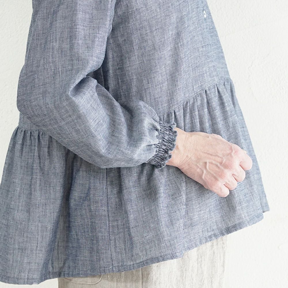 Branch m‘.,ブランチエム,ナチュラル,30代,40代,50代,60代,コットン,ゆったり,blouse,ブラウス,ガーゼ,ダブルガーゼ,コットンブラウス,ギャザーブラウス,