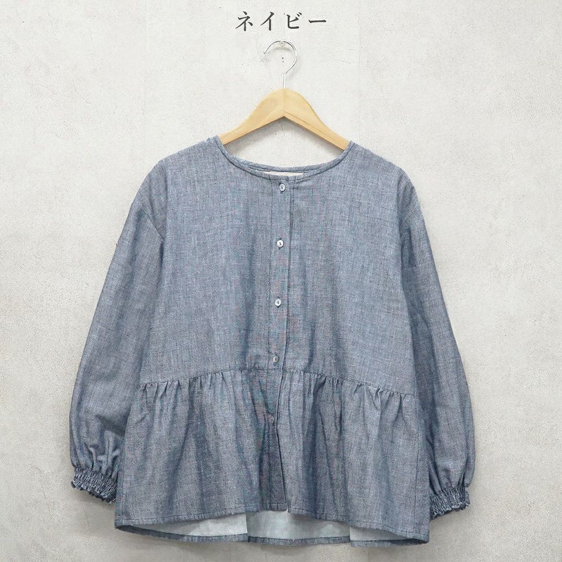 Branch m‘.,ブランチエム,ナチュラル,30代,40代,50代,60代,コットン,ゆったり,blouse,ブラウス,ガーゼ,ダブルガーゼ,コットンブラウス,ギャザーブラウス,