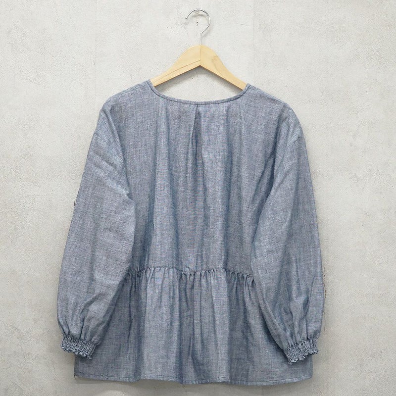 Branch m‘.,ブランチエム,ナチュラル,30代,40代,50代,60代,コットン,ゆったり,blouse,ブラウス,ガーゼ,ダブルガーゼ,コットンブラウス,ギャザーブラウス,