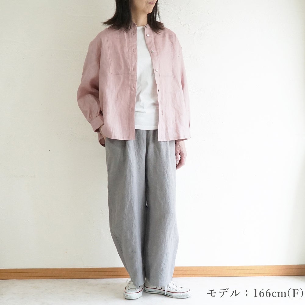 BR6027】 【新色登場】柔らかラミーリネン・切替コクーンパンツ
