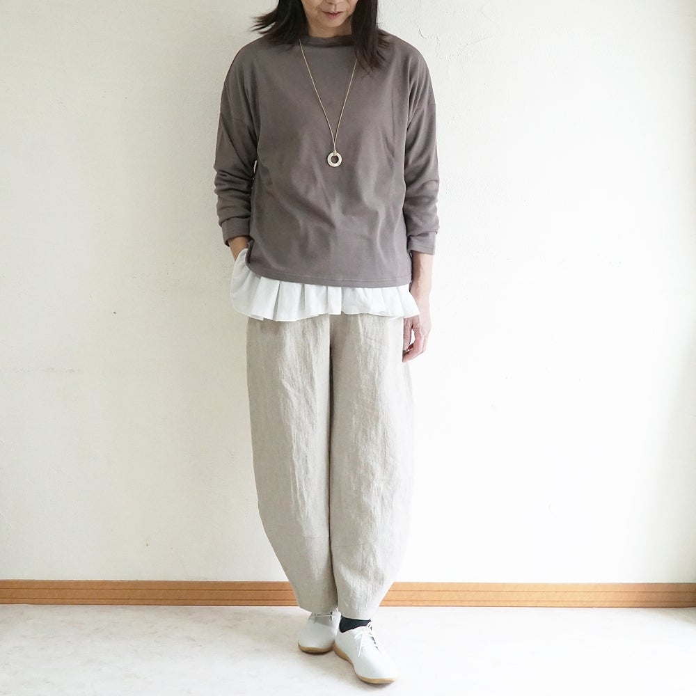 BR6027】 【新色登場】柔らかラミーリネン・切替コクーンパンツ