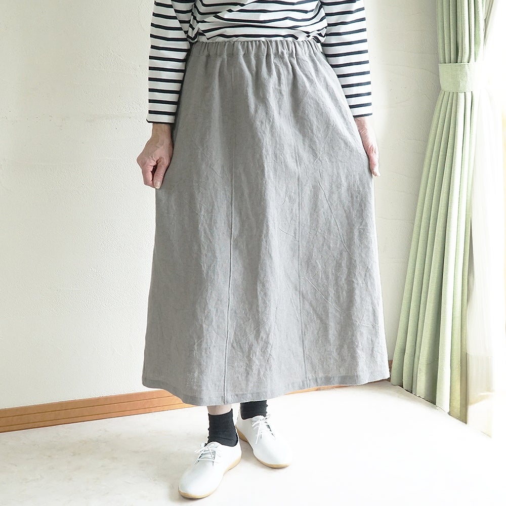 Branch m‘.,ブランチエム,ナチュラル,30代,40代,50代,60代,リネン,ゆったり,麻,スカート,リネンスカート,ナロースカート,