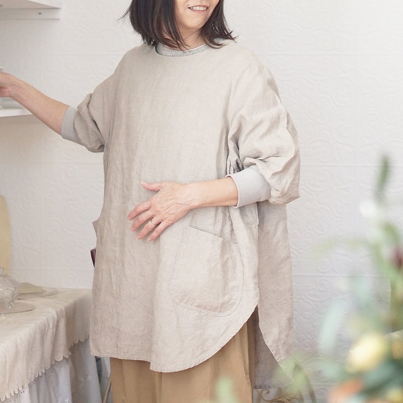 Branch m‘.,ブランチエム,ナチュラル,30代,40代,50代,60代,リネン,ゆったり,チュニック,リネンチュニック,割烹着,リネン割烹着,エプロン,リネンエプロン