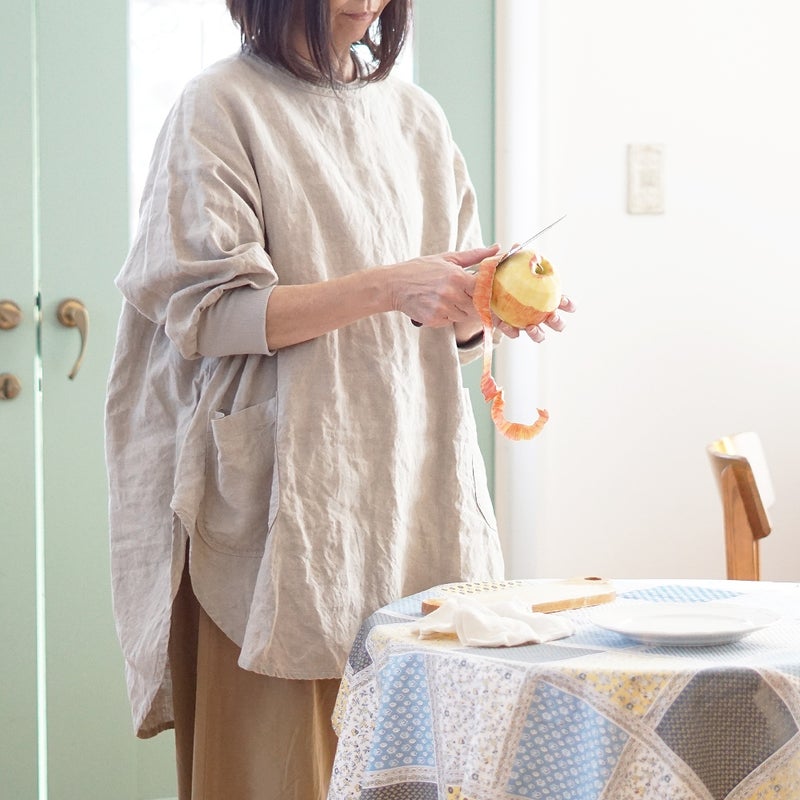 Branch m‘.,ブランチエム,ナチュラル,30代,40代,50代,60代,リネン,ゆったり,チュニック,リネンチュニック,割烹着,リネン割烹着,エプロン,リネンエプロン