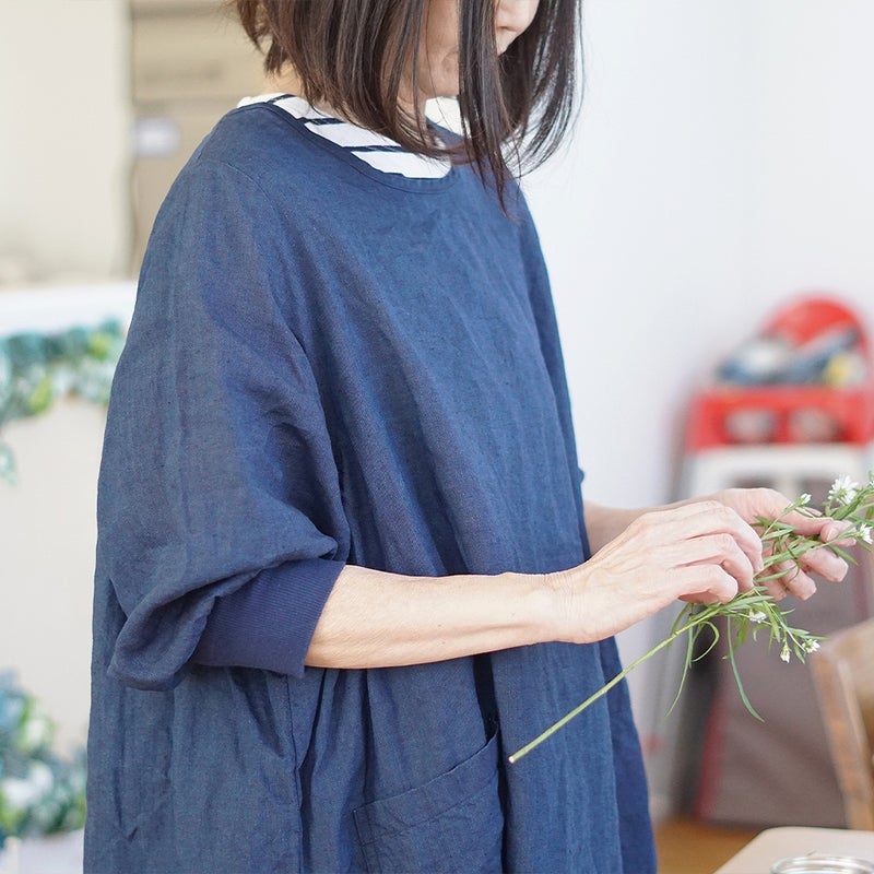 Branch m‘.,ブランチエム,ナチュラル,30代,40代,50代,60代,リネン,ゆったり,チュニック,リネンチュニック,割烹着,リネン割烹着,エプロン,リネンエプロン