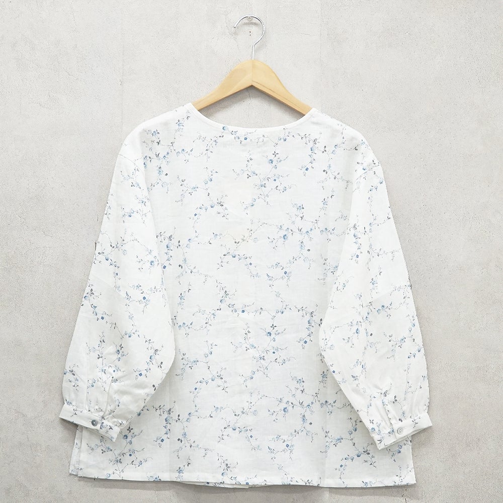 Branch m‘.,ブランチエム,ナチュラル,30代,40代,50代,60代,リネン,ゆったり,blouse,ブラウス,リネンブラウス,羽織,羽織ブラウス,花柄,花柄ブラウス,クルーネック,