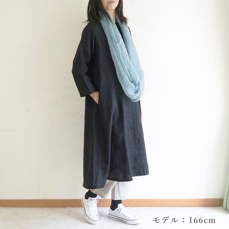 Branch m‘.,ブランチエム,ナチュラル,30代,40代,50代,60代,リネン,ゆったり,ワンピース,リネンワンピース,７分袖ワンピース,フレアワンピース