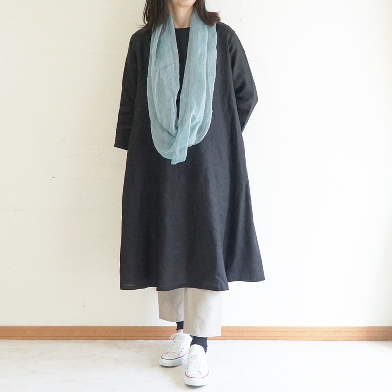 Branch m‘.,ブランチエム,ナチュラル,30代,40代,50代,60代,リネン,ゆったり,ワンピース,リネンワンピース,７分袖ワンピース,フレアワンピース