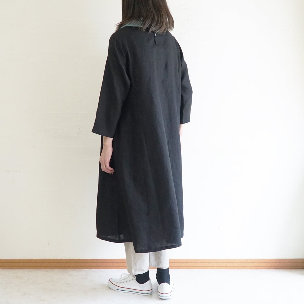 Branch m‘.,ブランチエム,ナチュラル,30代,40代,50代,60代,リネン,ゆったり,ワンピース,リネンワンピース,７分袖ワンピース,フレアワンピース