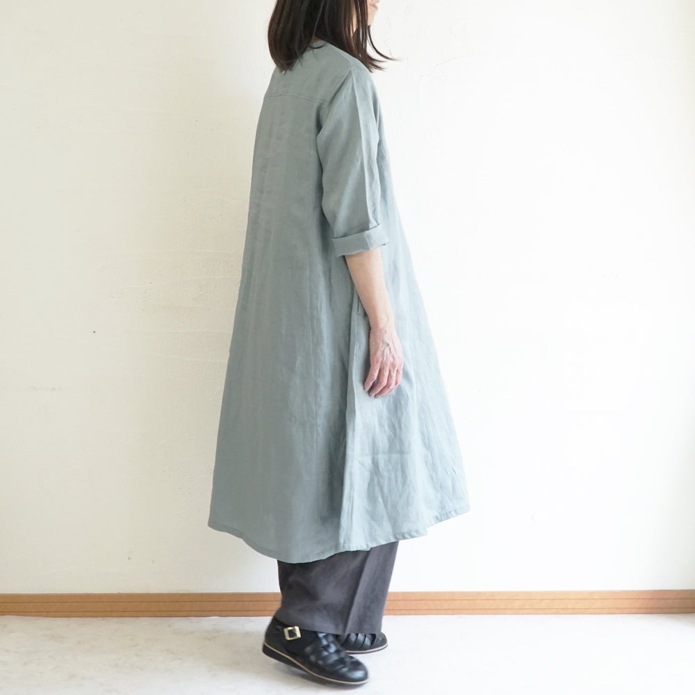 Branch m‘.,ブランチエム,ナチュラル,30代,40代,50代,60代,リネン,ゆったり,ワンピース,リネンワンピース,７分袖ワンピース,フレアワンピース