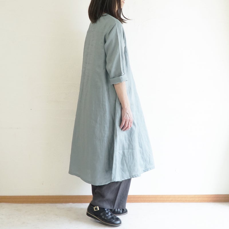Branch m‘.,ブランチエム,ナチュラル,30代,40代,50代,60代,リネン,ゆったり,ワンピース,リネンワンピース,７分袖ワンピース,フレアワンピース