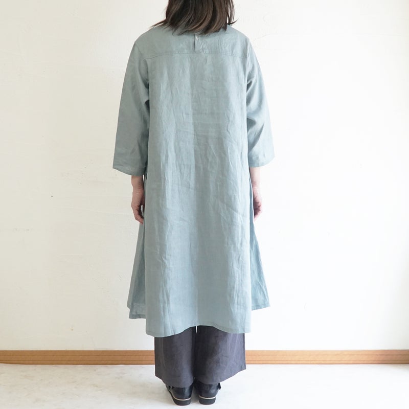 Branch m‘.,ブランチエム,ナチュラル,30代,40代,50代,60代,リネン,ゆったり,ワンピース,リネンワンピース,７分袖ワンピース,フレアワンピース