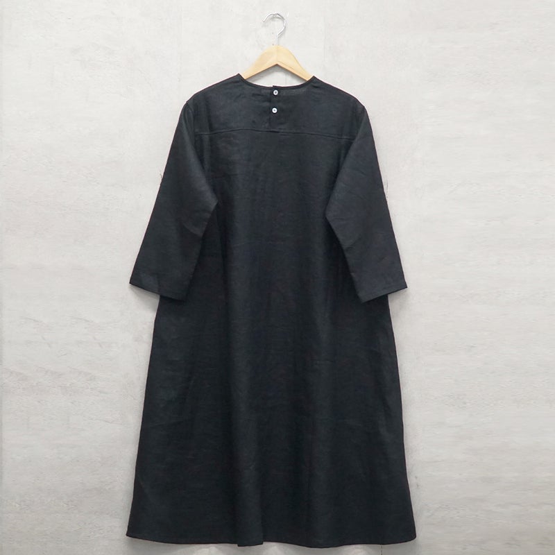 Branch m‘.,ブランチエム,ナチュラル,30代,40代,50代,60代,リネン,ゆったり,ワンピース,リネンワンピース,７分袖ワンピース,フレアワンピース
