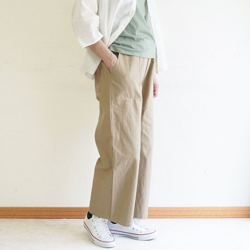 Branch m‘.,ブランチエム,ナチュラル,30代,40代,50代,60代,コットン,ゆったり,綿,パンツ,ベイカーパンツ,ストレートパンツ,ワイドストレートパンツ