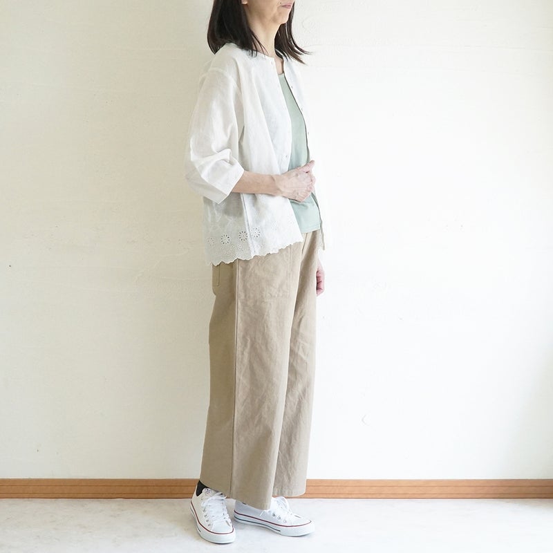 Branch m‘.,ブランチエム,ナチュラル,30代,40代,50代,60代,コットン,ゆったり,綿,パンツ,ベイカーパンツ,ストレートパンツ,ワイドストレートパンツ