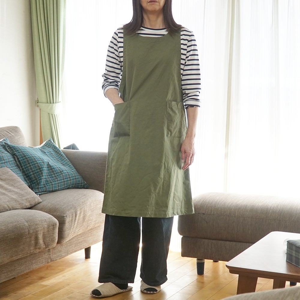 Branch m‘.,ブランチエム,ナチュラル,30代,40代,50代,60代,コットン,ゆったり,綿,エプロン,ワンピース,エプロンワンピース,