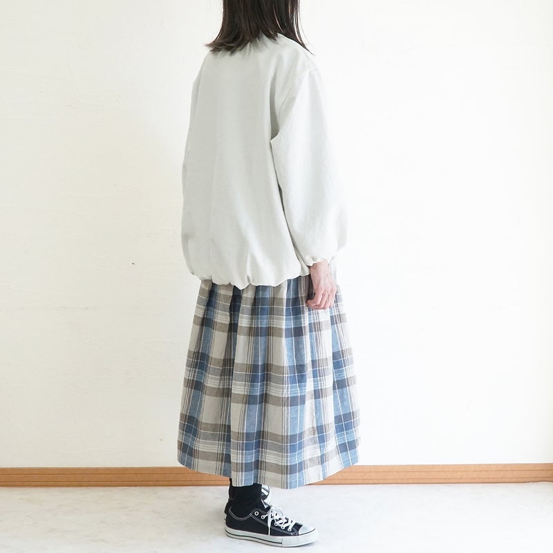 Branch m‘.,ブランチエム,ナチュラル,30代,40代,50代,60代,コーデセット,コーディネートセット,セット売り,ゆったり,リネン,リネン風,ブルゾン,ライトアウター,裏付き,スカート,チェックスカート,コットンリネン,