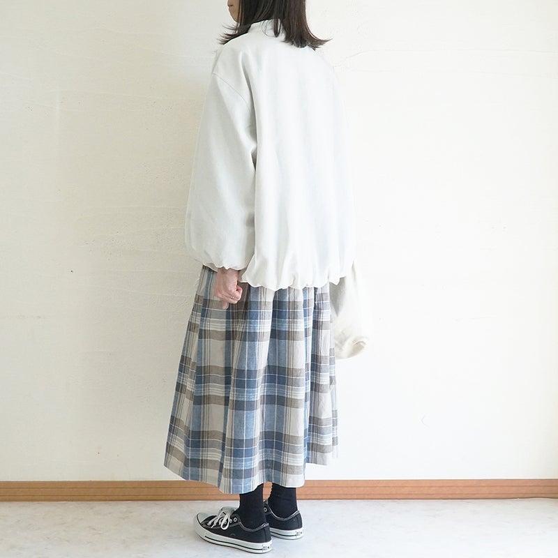 Branch m‘.,ブランチエム,ナチュラル,30代,40代,50代,60代,コーデセット,コーディネートセット,セット売り,ゆったり,リネン,リネン風,ブルゾン,ライトアウター,裏付き,スカート,チェックスカート,コットンリネン,