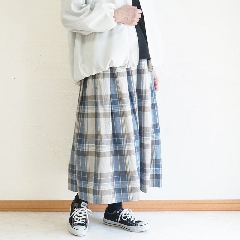 Branch m‘.,ブランチエム,ナチュラル,30代,40代,50代,60代,コーデセット,コーディネートセット,セット売り,ゆったり,リネン,リネン風,ブルゾン,ライトアウター,裏付き,スカート,チェックスカート,コットンリネン,