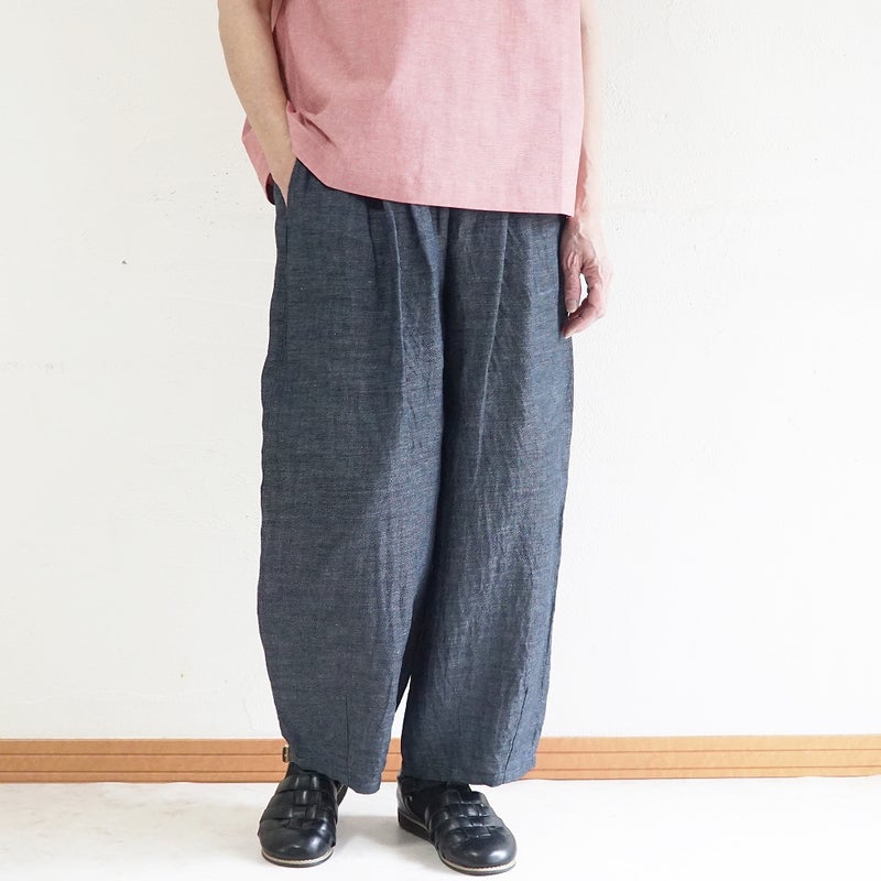 Branch m‘.,ブランチエム,ナチュラル,30代,40代,50代,60代,リネン,麻,ゆったり,パンツ,デニム,デニムパンツ,リネンデニム,ワイドパンツ,コクーンパンツ,バルーンパンツ,