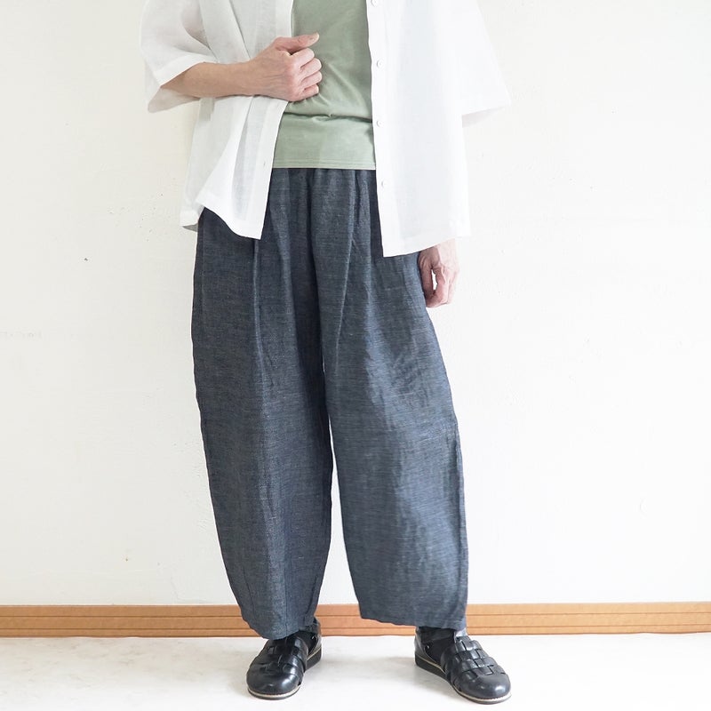 Branch m‘.,ブランチエム,ナチュラル,30代,40代,50代,60代,リネン,麻,ゆったり,パンツ,デニム,デニムパンツ,リネンデニム,ワイドパンツ,コクーンパンツ,バルーンパンツ,