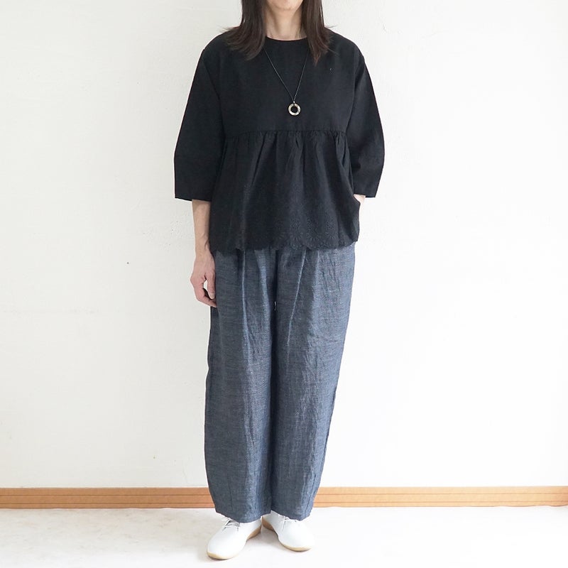 Branch m‘.,ブランチエム,ナチュラル,30代,40代,50代,60代,リネン,麻,ゆったり,パンツ,デニム,デニムパンツ,リネンデニム,ワイドパンツ,コクーンパンツ,バルーンパンツ,