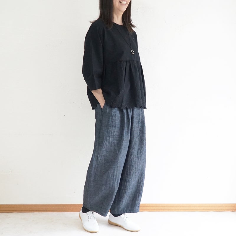 Branch m‘.,ブランチエム,ナチュラル,30代,40代,50代,60代,リネン,麻,ゆったり,パンツ,デニム,デニムパンツ,リネンデニム,ワイドパンツ,コクーンパンツ,バルーンパンツ,