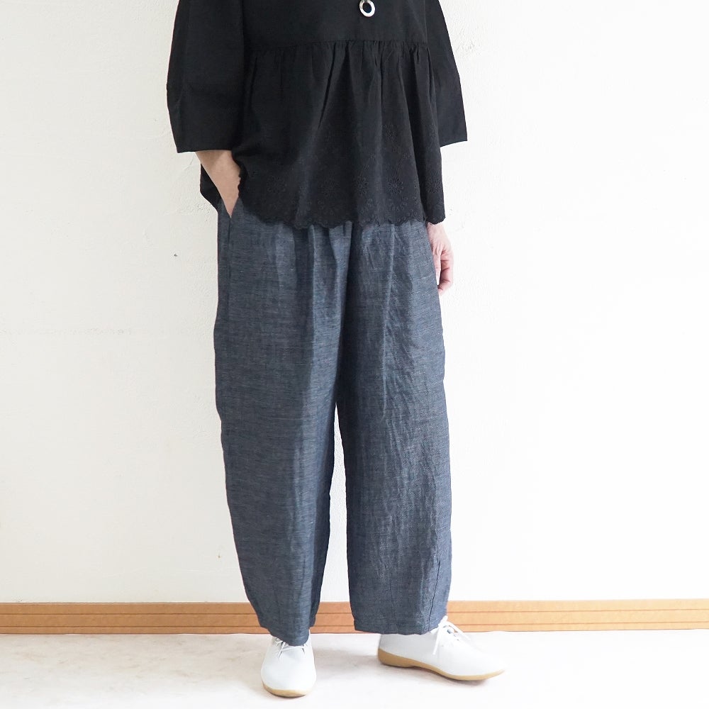 Branch m‘.,ブランチエム,ナチュラル,30代,40代,50代,60代,リネン,麻,ゆったり,パンツ,デニム,デニムパンツ,リネンデニム,ワイドパンツ,コクーンパンツ,バルーンパンツ,