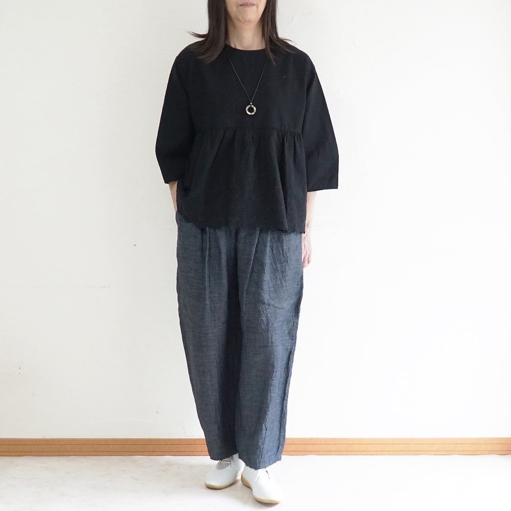 Branch m‘.,ブランチエム,ナチュラル,30代,40代,50代,60代,リネン,麻,ゆったり,パンツ,デニム,デニムパンツ,リネンデニム,ワイドパンツ,コクーンパンツ,バルーンパンツ,