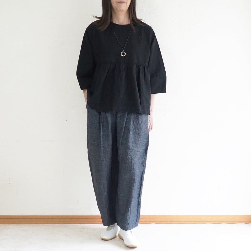 Branch m‘.,ブランチエム,ナチュラル,30代,40代,50代,60代,リネン,麻,ゆったり,パンツ,デニム,デニムパンツ,リネンデニム,ワイドパンツ,コクーンパンツ,バルーンパンツ,