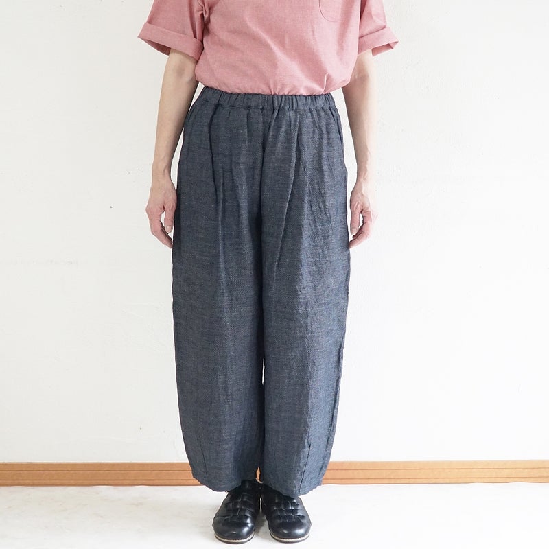 Branch m‘.,ブランチエム,ナチュラル,30代,40代,50代,60代,リネン,麻,ゆったり,パンツ,デニム,デニムパンツ,リネンデニム,ワイドパンツ,コクーンパンツ,バルーンパンツ,