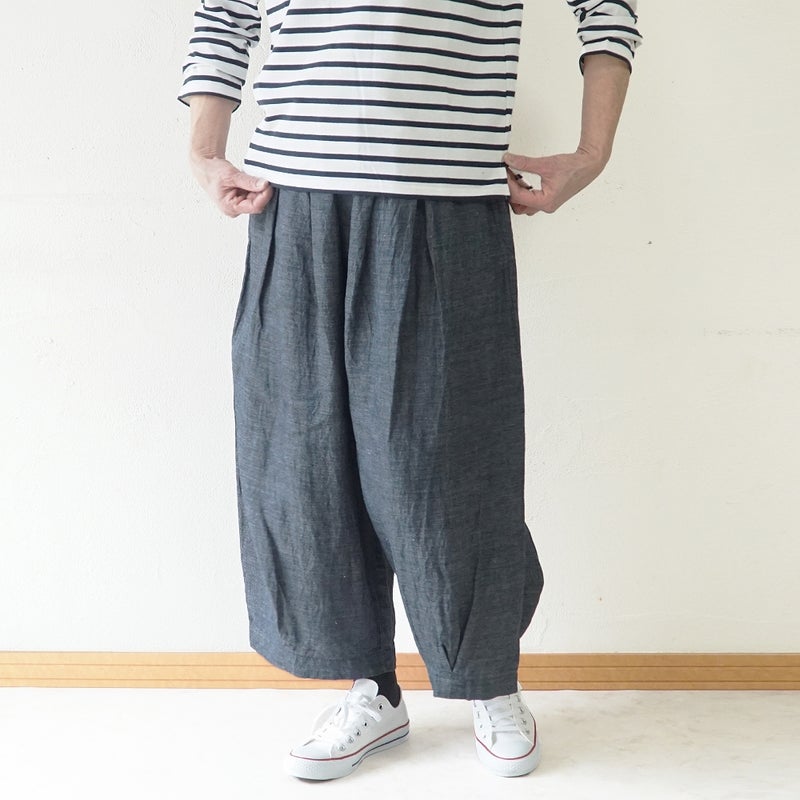 Branch m‘.,ブランチエム,ナチュラル,30代,40代,50代,60代,リネン,麻,ゆったり,パンツ,デニム,デニムパンツ,リネンデニム,ワイドパンツ,コクーンパンツ,バルーンパンツ,フィグパンツ