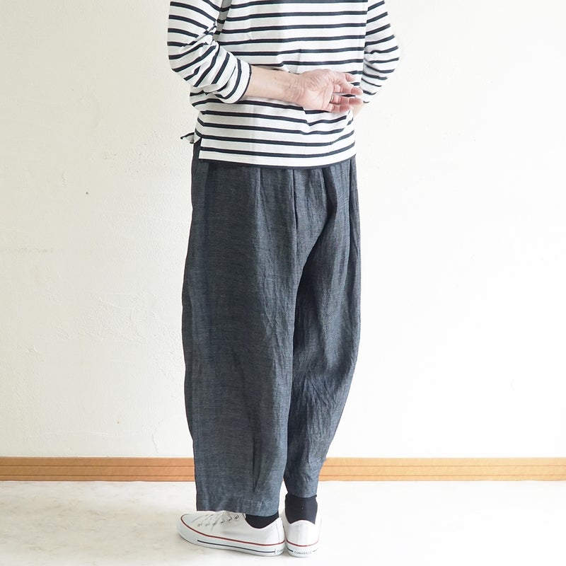 Branch m‘.,ブランチエム,ナチュラル,30代,40代,50代,60代,リネン,麻,ゆったり,パンツ,デニム,デニムパンツ,リネンデニム,ワイドパンツ,コクーンパンツ,バルーンパンツ,フィグパンツ