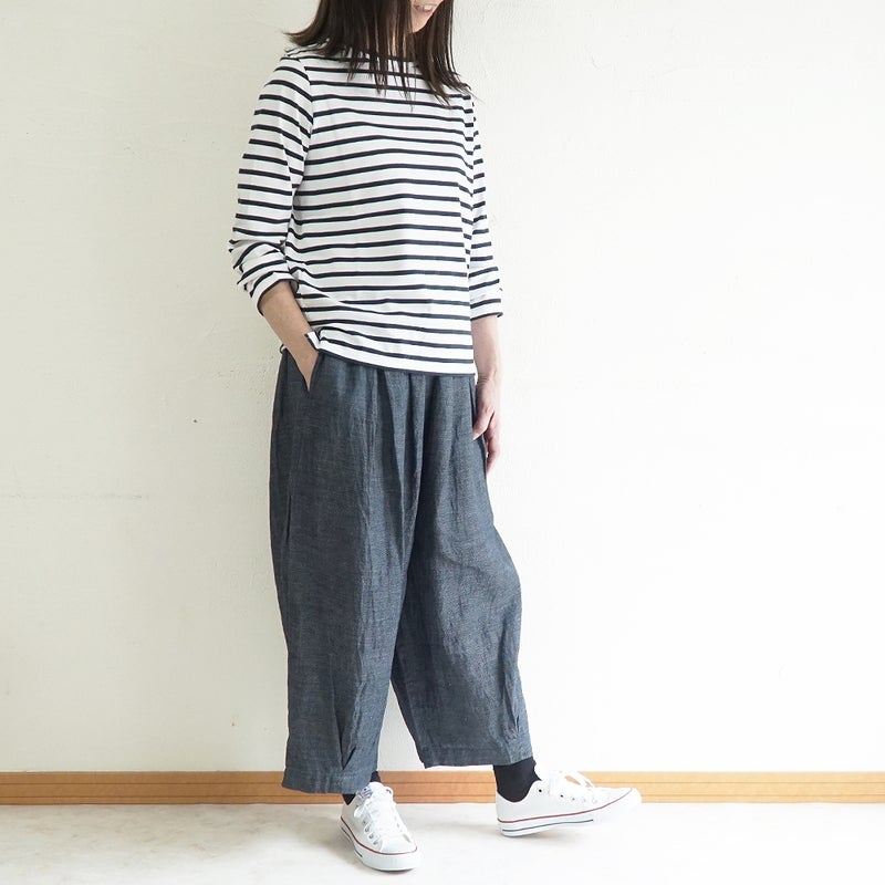 Branch m‘.,ブランチエム,ナチュラル,30代,40代,50代,60代,リネン,麻,ゆったり,パンツ,デニム,デニムパンツ,リネンデニム,ワイドパンツ,コクーンパンツ,バルーンパンツ,フィグパンツ